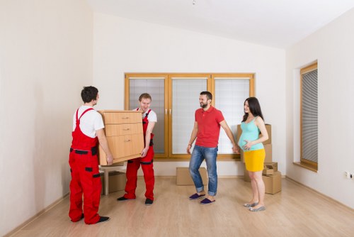 Organised moving boxes and packing materials in central London