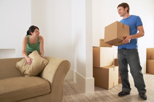 Moving day preparation for a flat relocation in Paddington with packing supplies